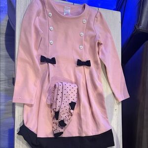 Gymboree Pink and Black Formal Kids Dress/w Socks